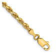 14K Yellow Gold 3 mm Rope Chain Bracelet, Polished