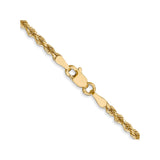 14K Yellow Gold 2.5 mm Rope Chain Necklace, Polished alternate angle