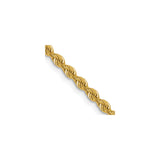 14K Yellow Gold 2.5 mm Rope Chain Necklace, Polished detail view