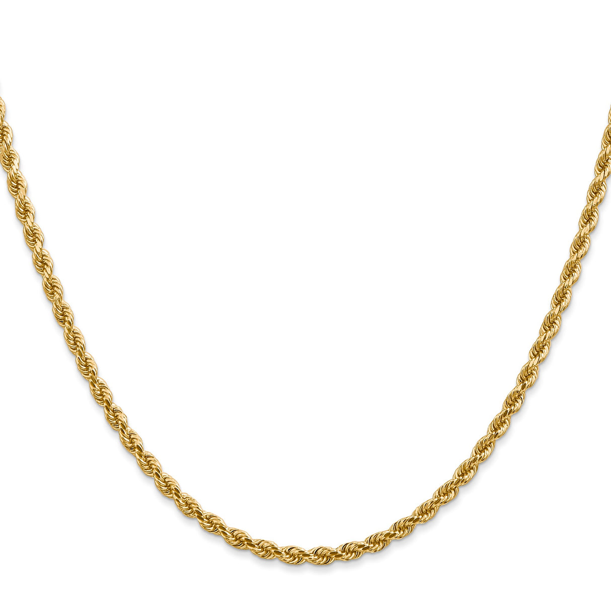 14K Yellow Gold 2.75 mm Rope Chain Necklace, Polished