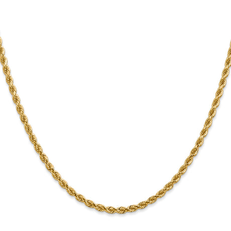 14K Yellow Gold 2.75 mm Rope Chain Necklace, Polished