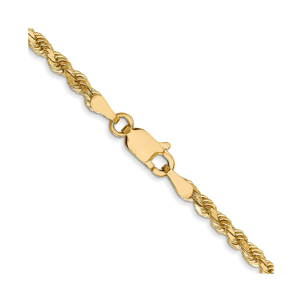 14K Yellow Gold 2.75 mm Rope Chain Necklace, Polished alternate angle