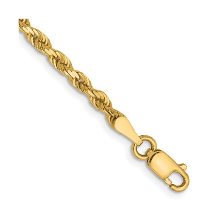 14K Yellow Gold 2.75 mm Rope Chain Bracelet, Polished