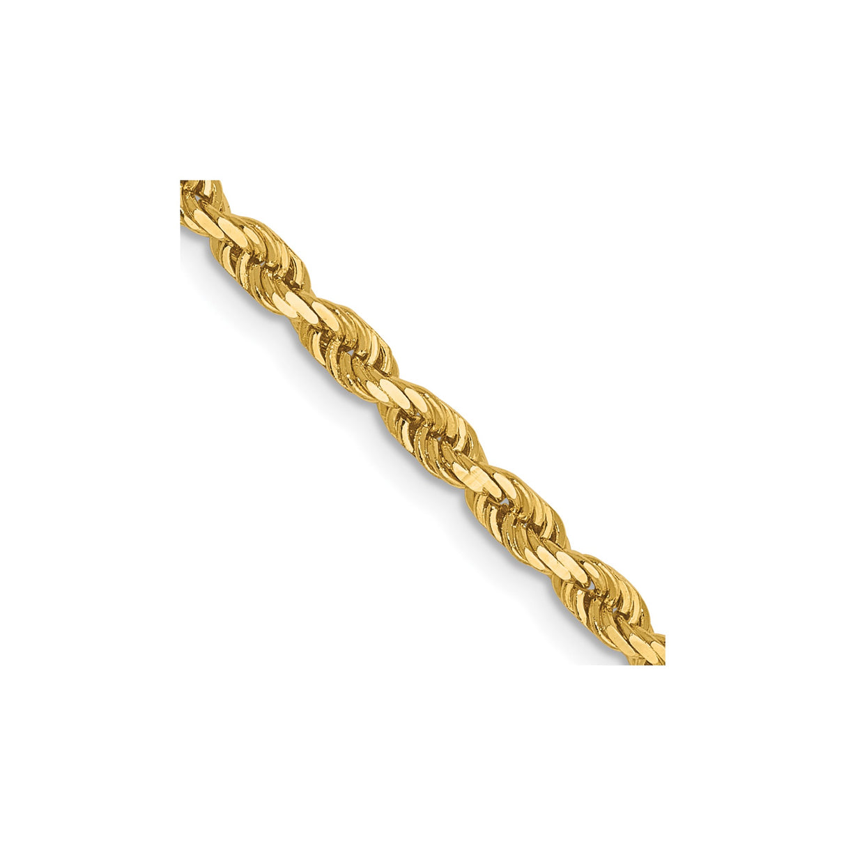 14K Yellow Gold 2.75 mm Rope Chain Necklace, Polished detail view