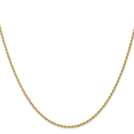 14K Yellow Gold 1.6 mm Rope Chain Necklace, Polished