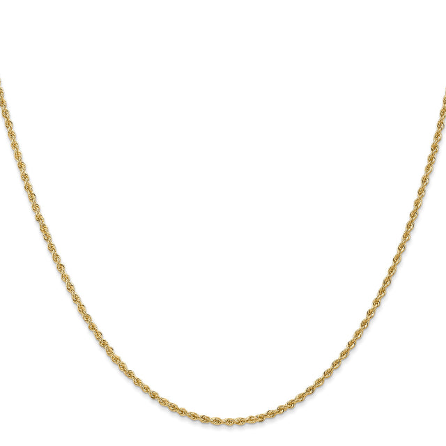 14K Yellow Gold 1.6 mm Rope Chain Necklace, Polished