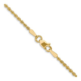 14K Yellow Gold 1.6 mm Rope Chain Necklace, Polished alternate angle