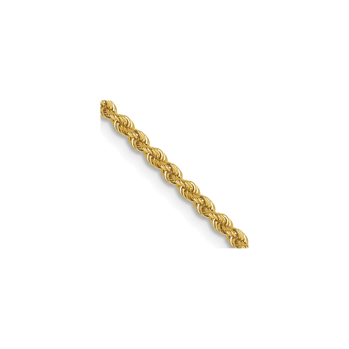 14K Yellow Gold 1.6 mm Rope Chain Necklace, Polished detail view