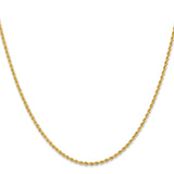 14K Yellow Gold 2 mm Rope Chain Necklace, Polished