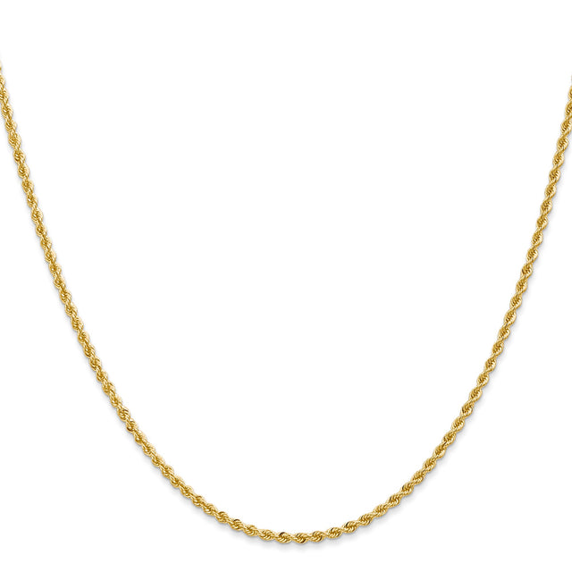 14K Yellow Gold 2 mm Rope Chain Necklace, Polished