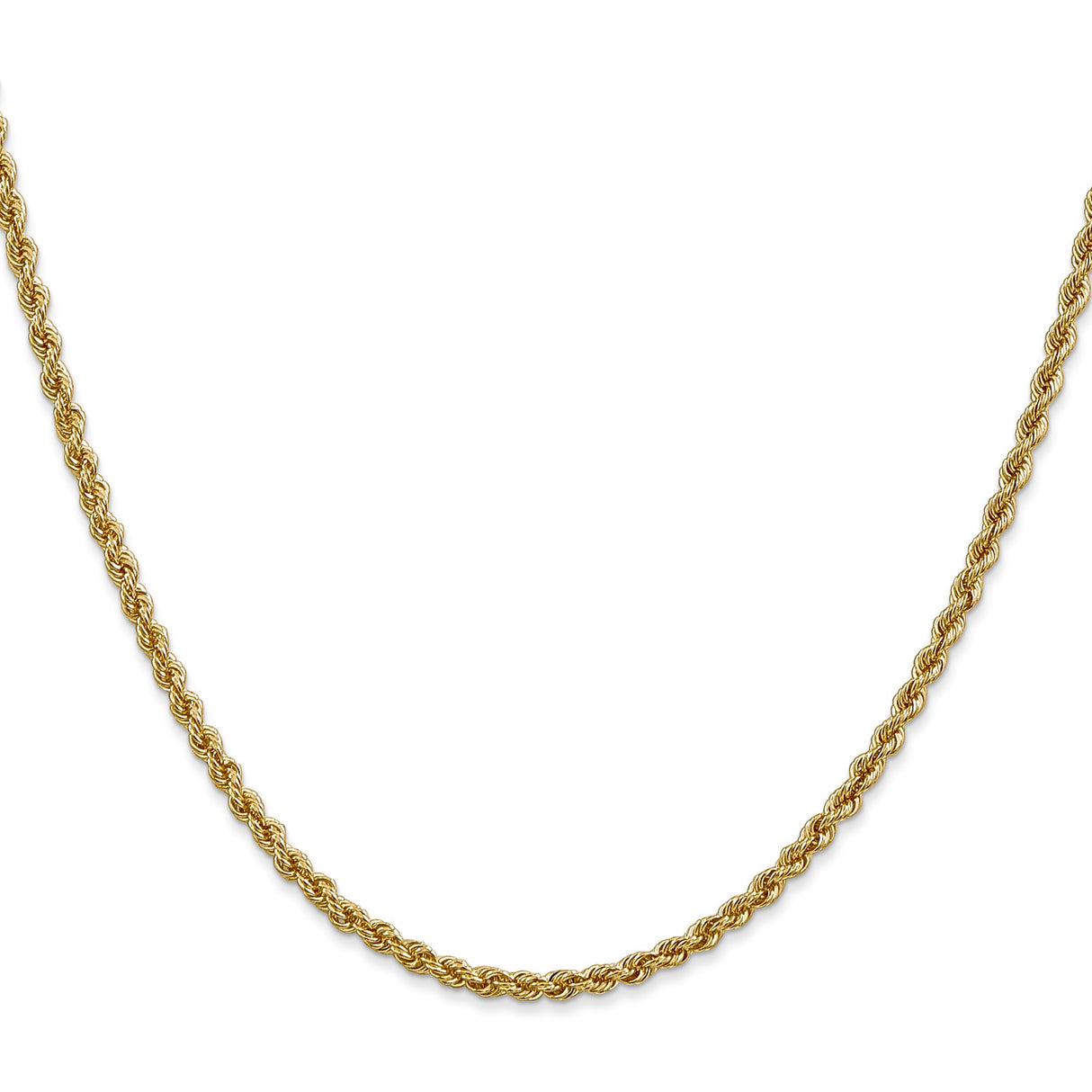 14K Yellow Gold 2.5 mm Rope Chain Necklace, Polished