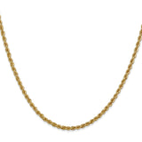 14K Yellow Gold 2.5 mm Rope Chain Necklace, Polished