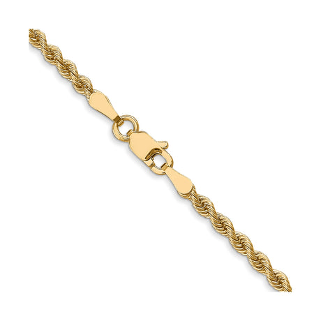 14K Yellow Gold 2.5 mm Rope Chain Necklace, Polished alternate angle