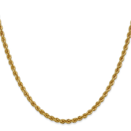 14K Yellow Gold 3 mm Rope Chain Necklace, Polished