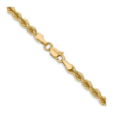 14K Yellow Gold 3 mm Rope Chain Necklace, Polished alternate angle