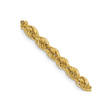 14K Yellow Gold 3 mm Rope Chain Necklace, Polished detail view