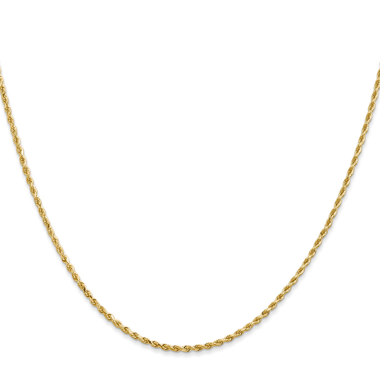 14K Yellow Gold 1.3 mm Rope Chain Necklace, Polished