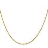 14K Yellow Gold 1.3 mm Rope Chain Necklace, Polished