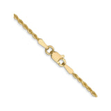 14K Yellow Gold 1.3 mm Rope Chain Necklace, Polished alternate angle