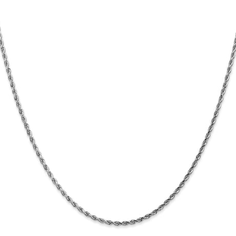 14K White Gold 1.75 mm Rope Chain Necklace, Polished