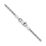 14K White Gold 1.75 mm Rope Chain Necklace, Polished alternate angle