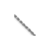 14K White Gold 1.75 mm Rope Chain Necklace, Polished detail view