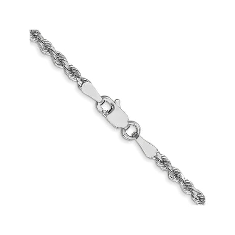 14K White Gold 2.5 mm Rope Chain Necklace, Polished alternate angle