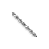 14K White Gold 2.5 mm Rope Chain Necklace, Polished detail view