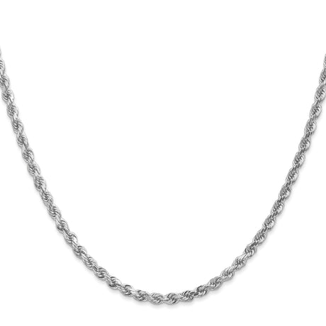 14K White Gold 3 mm Rope Chain Necklace, Polished