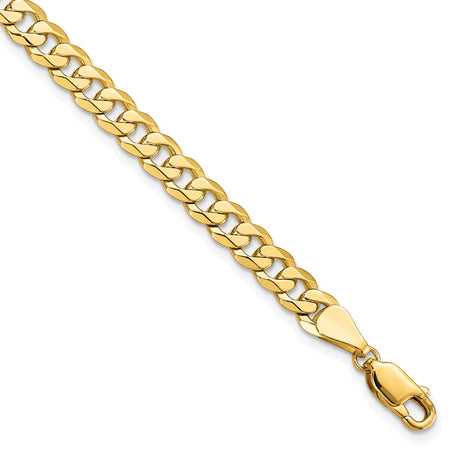 14K Yellow Gold 5.75 mm Curb Chain Bracelet, Polished shown for scale