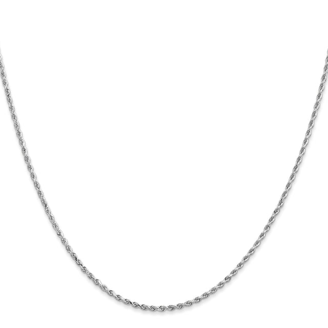 14K White Gold 1.3 mm Rope Chain Necklace, Polished