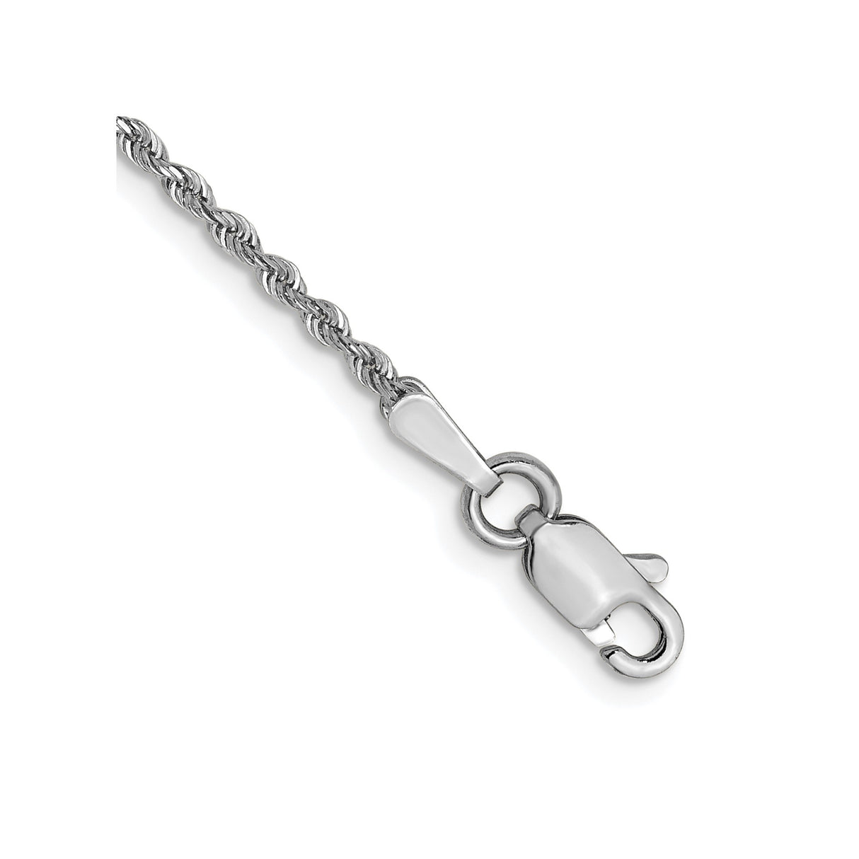 14K White Gold 1.3 mm Rope Chain Bracelet, Polished