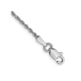 14K White Gold 1.3 mm Rope Chain Bracelet, Polished