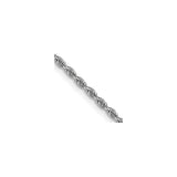 14K White Gold 1.3 mm Rope Chain Necklace, Polished detail view