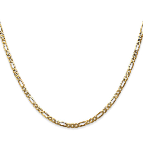 14K Yellow Gold 2.75 mm Figaro Chain Necklace, Polished