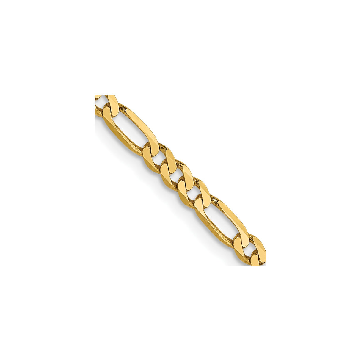 14K Yellow Gold 2.75 mm Figaro Chain Necklace, Polished detail view