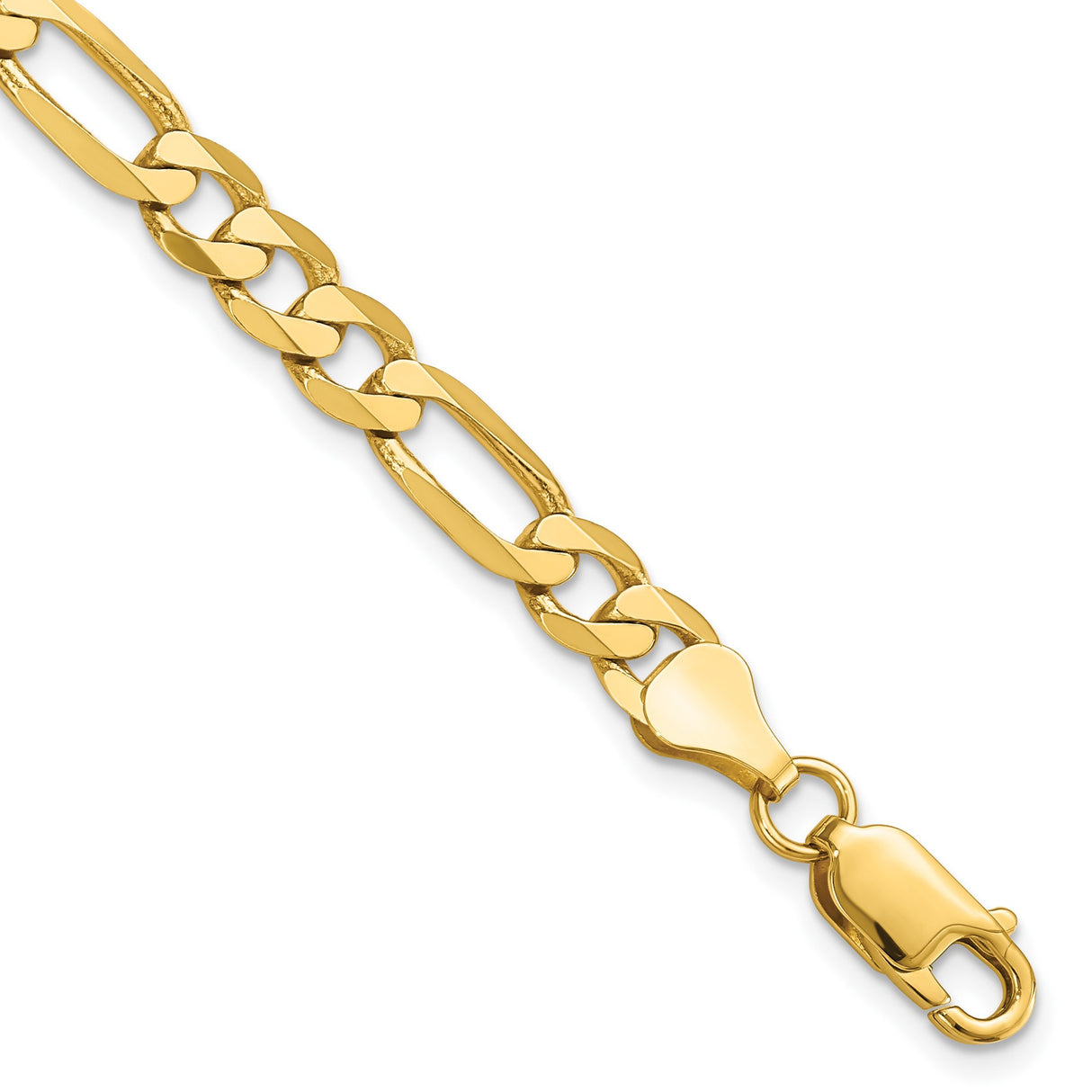 14K Yellow Gold 6 mm Figaro Chain Bracelet, Polished shown for scale