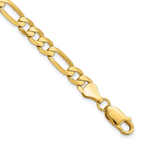 14K Yellow Gold 6 mm Figaro Chain Bracelet, Polished shown for scale
