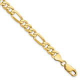 14K Yellow Gold 7 mm Figaro Chain Anklet, Polished shown for scale