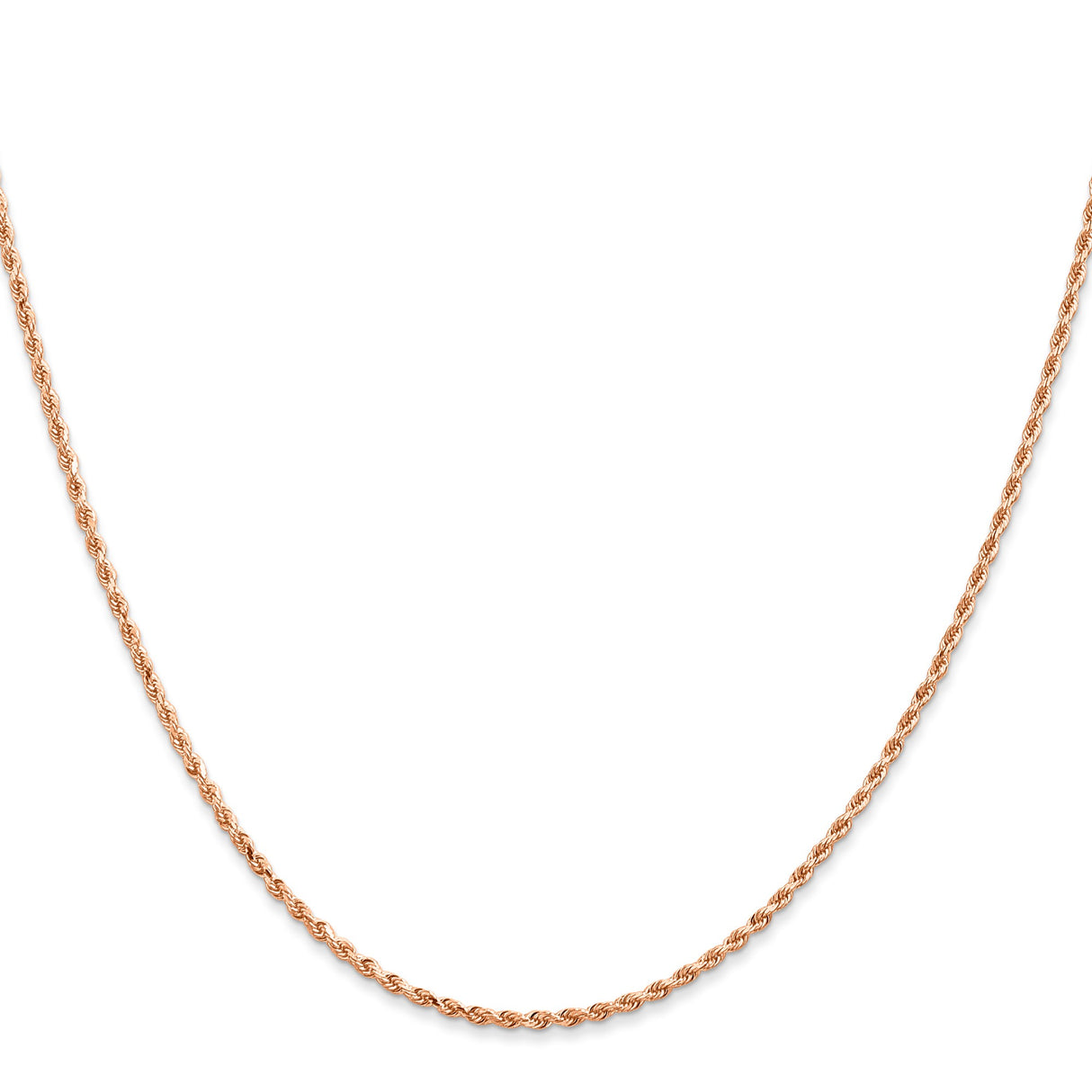 14K Rose Gold 1.5 mm Rope Chain Necklace, Polished