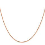 14K Rose Gold 1.5 mm Rope Chain Necklace, Polished