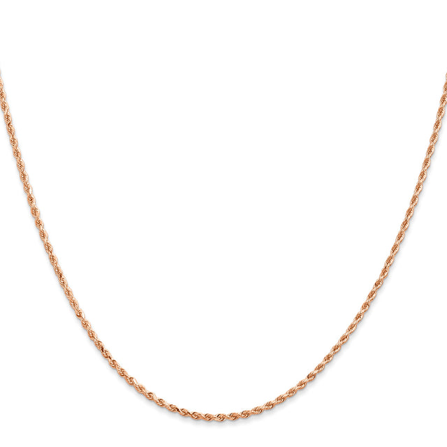 14K Rose Gold 1.5 mm Rope Chain Necklace, Polished