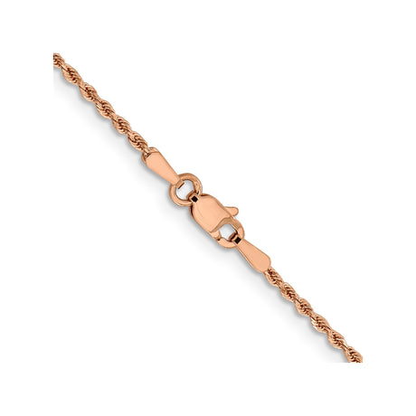 14K Rose Gold 1.5 mm Rope Chain Necklace, Polished alternate angle