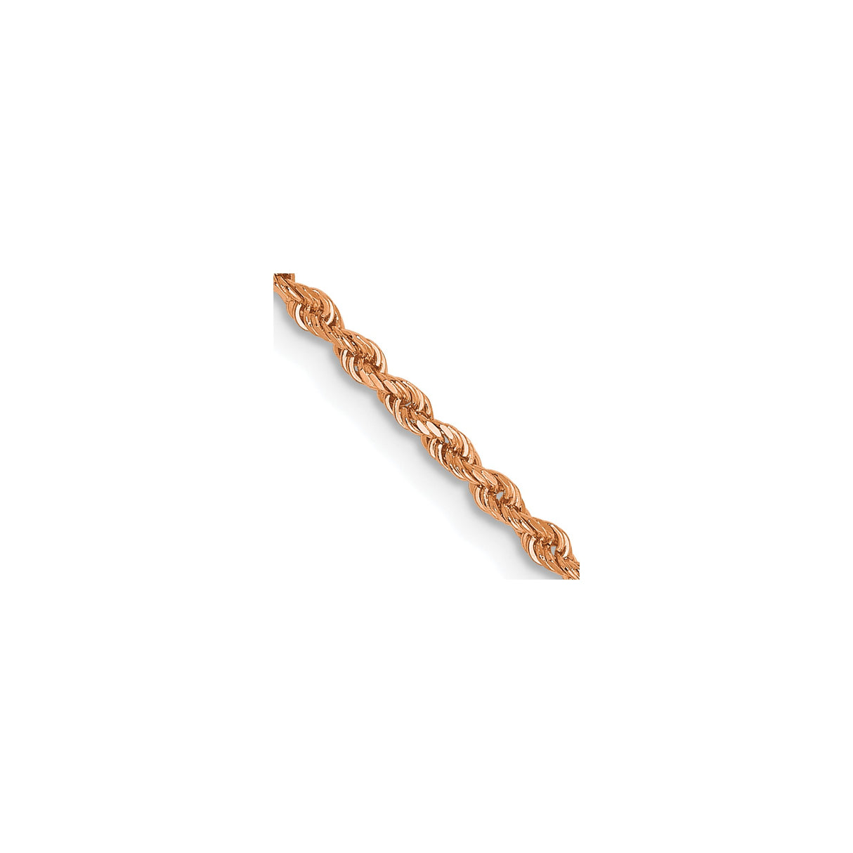 14K Rose Gold 1.5 mm Rope Chain Necklace, Polished detail view