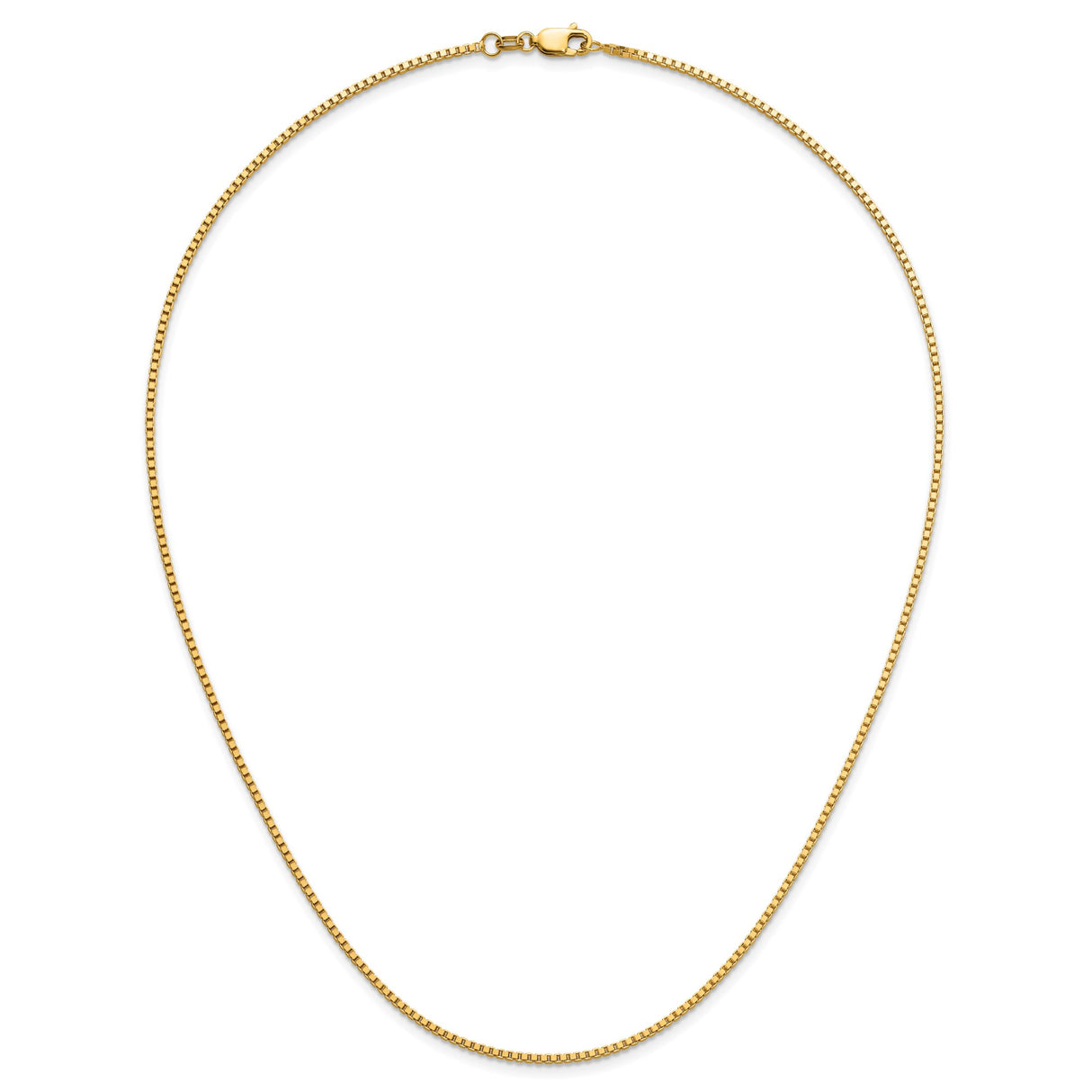 14K Yellow Gold 1.3 mm Box Chain Necklace, Polished detail view