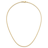 14K Yellow Gold 1.3 mm Box Chain Necklace, Polished detail view