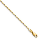 14K Yellow Gold 1.3 mm Box Chain Necklace, Polished detail view