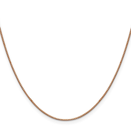 14K Rose Gold 0.8 mm Box Chain Necklace, Polished