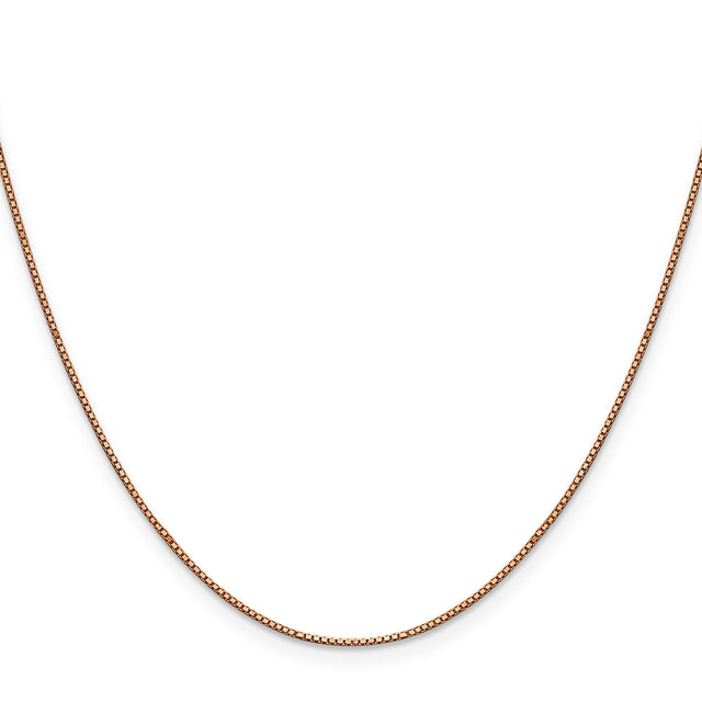 14K Rose Gold 0.8 mm Box Chain Necklace, Polished