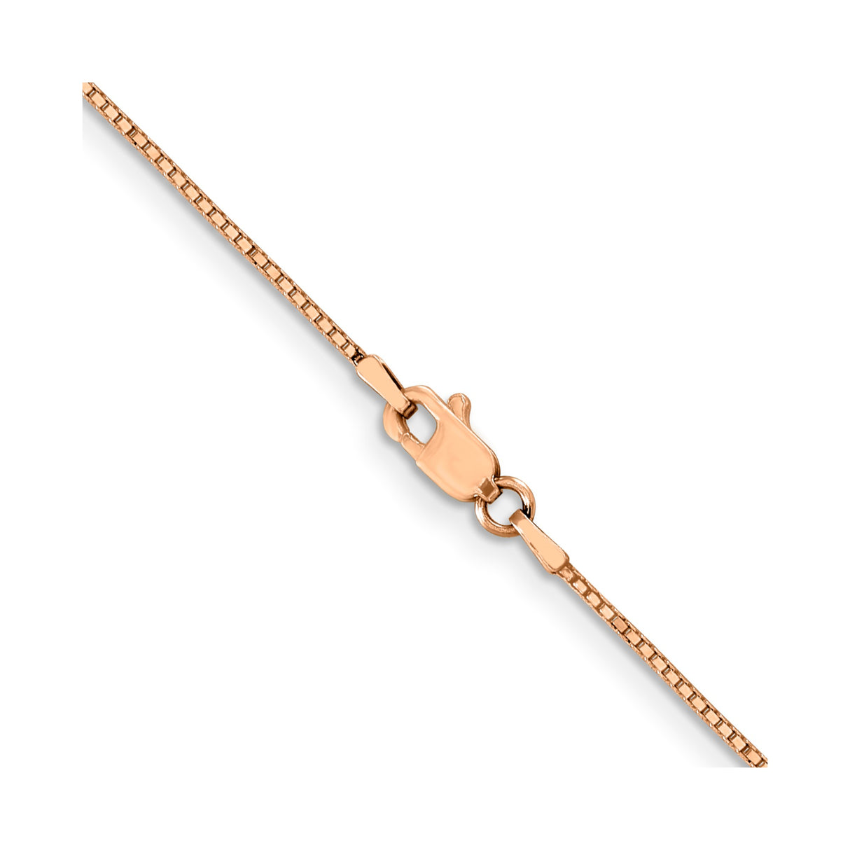 14K Rose Gold 0.8 mm Box Chain Necklace, Polished alternate angle
